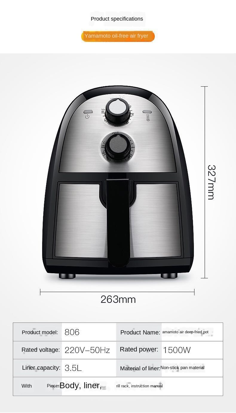 Air Deep-Fried Pot Smart Kitchen Sootless Chips Machine Deep Frying Pan Deep-Fried Pot