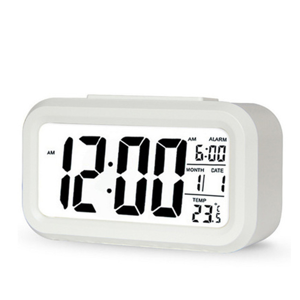 Electronic Table Clocks Large LED Digital Alarm Clock Temperature Display For Home Office Travel Desk Decoration Clock: White