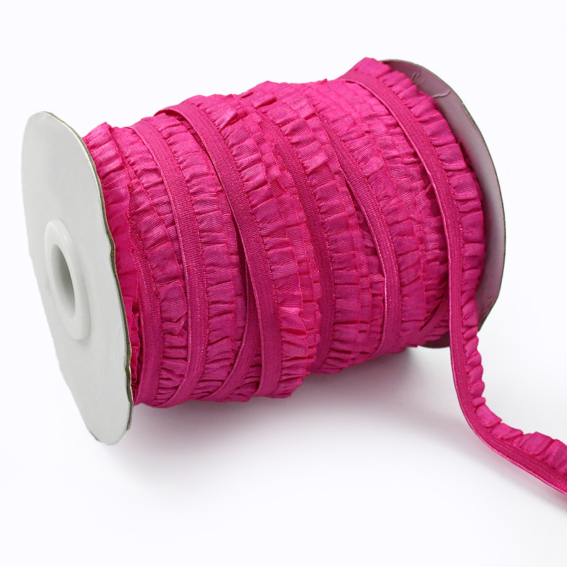 5/10/20M 10mm Meetee Ruffled Elastic Band for Sewing Pleated Stretch Lace Trim Rubber Ribbon Hairband Elasticity Tape Accessory: Dark Green / 2m