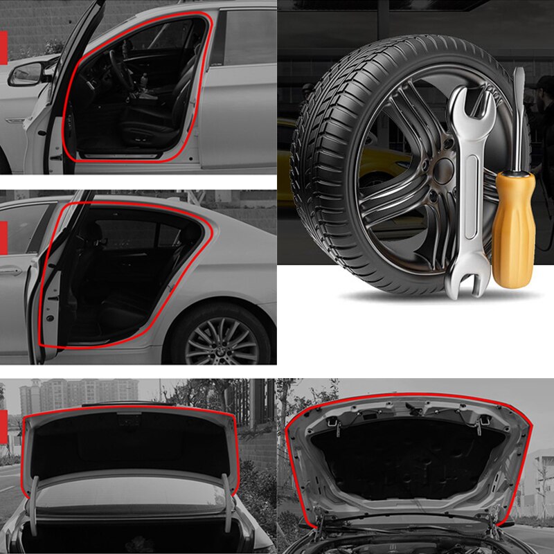 B forme voiture porte joint bandes son autocollant en caoutchouc pour Ford Mondeo mk4 Focus 2 3 mk3 Fiesta mk7 Ranger Fusion Kuga Ka accessoires