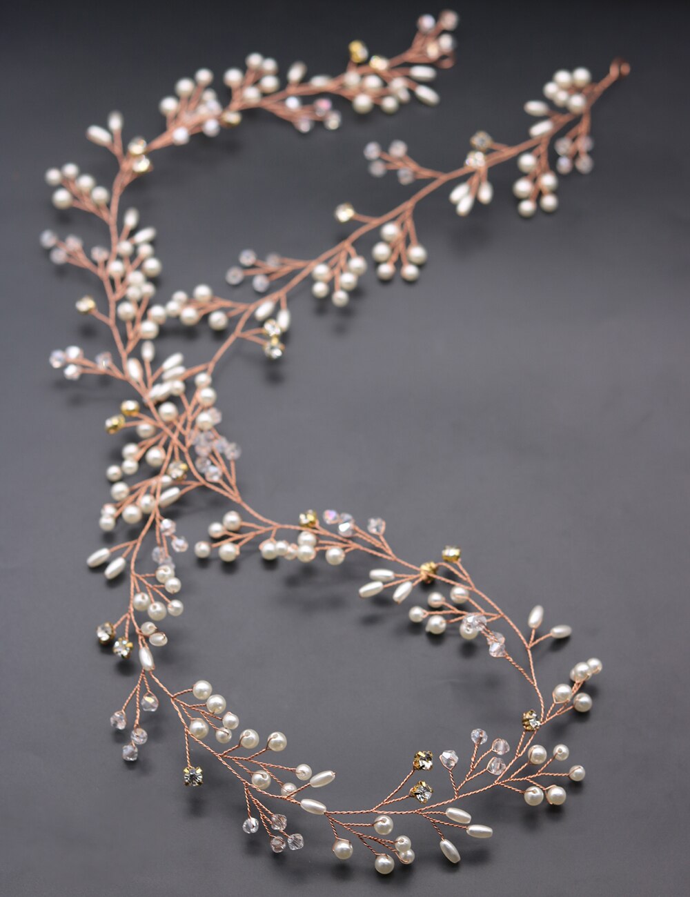 Enredadera para el cabello de perlas con diamantes de imitación para mujer, diadema nupcial larga, accesorios para el cabello para novia y dama de honor (100cm/39,3 pulgadas)
