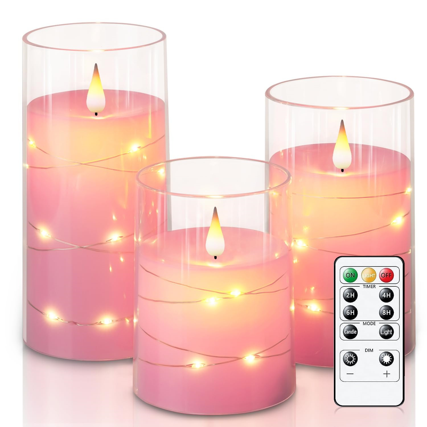 Bougies électroniques à LED pour la décoration de la maison, bandes lumineuses à LED avec télécommande, bougies en verre, fête de Noël et de mariage