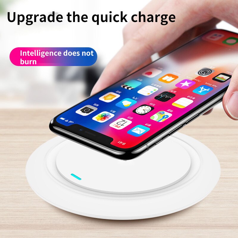 Wireless QI Fast Phone Charging Pad Charger Charging Wireless Induction Table Desktop Super Thin 7mm Thickness Charger with LED
