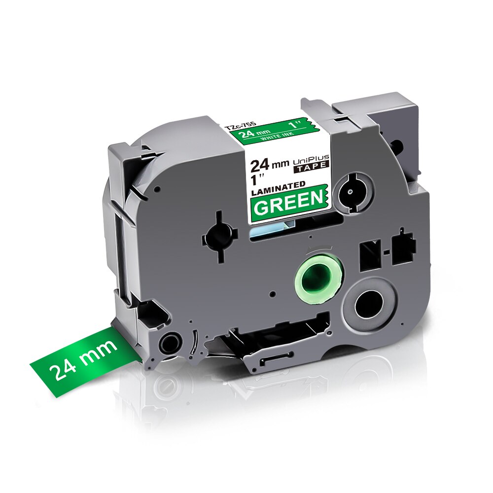 UniPlus 20 Colors 24mm Label Tape 251 Compatible Label Maker Black on White Printer Ribbon Sticky: White on Green