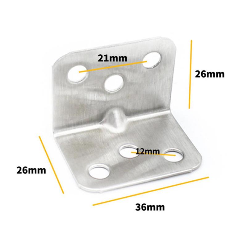 4pcs Stainless Steel Corner Code Right Angle Support Connector Fixing Plate