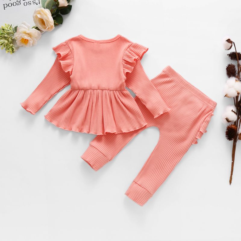 Ragazze 2pcs Autunno 6M-4T Del Bambino Della Ragazza Dei Bambini Del Manicotto Lungo Set O-Collo Del Cotone delle Magliette E Camicette E pantaloni Del Bambino Del Bambino Vestiti Della Ragazza di Inverno
