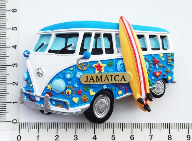 Creatieve Koelkast Magneet, Handgeschilderde Jamaica Toeristische Souvenirs Strand Wagon Decoratieve Kunsten En Ambachten: WHITE