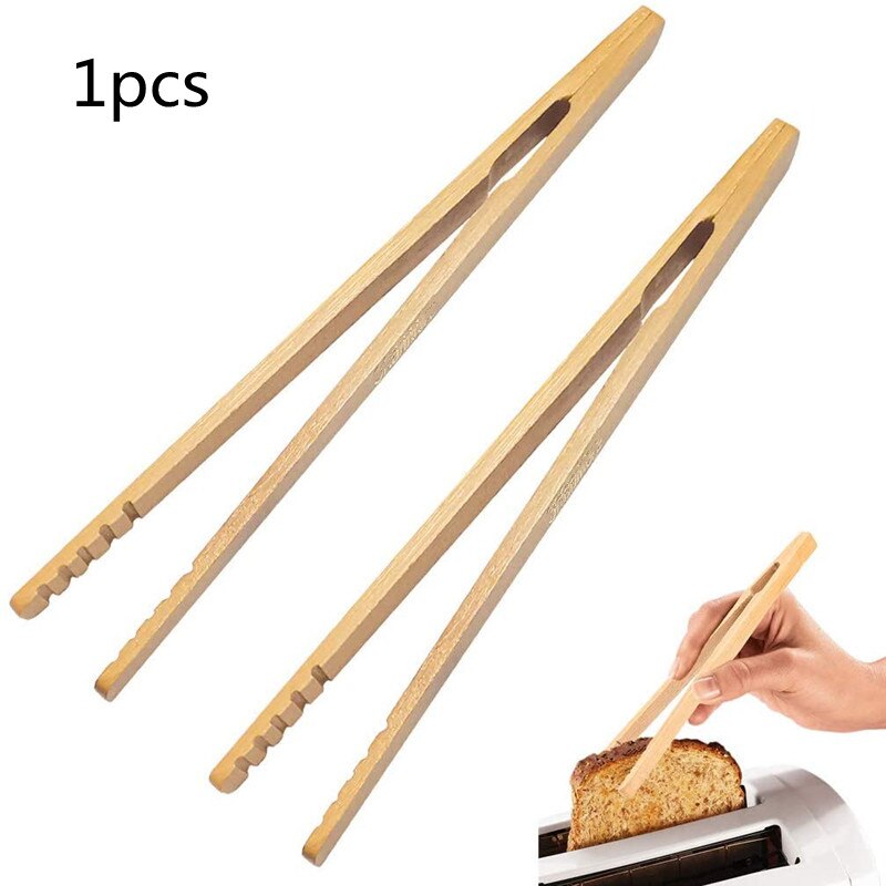 Houten Toast Tang Bacon Thee Tang Bamboe Keuken Salade Voedsel Toast Houten Tang