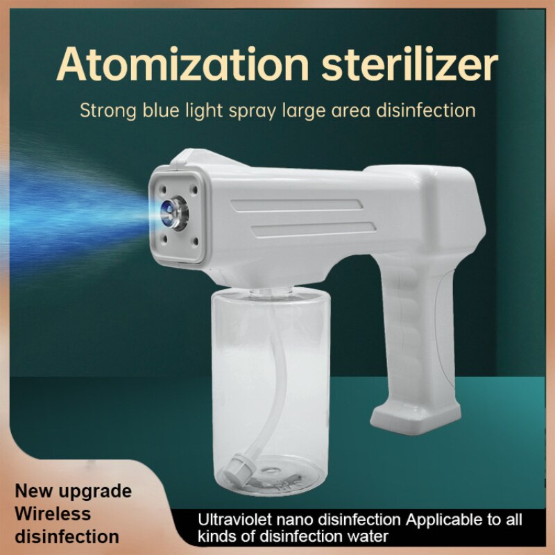 Nano Atomizing Disinfection Sprayer Gun Blue Light Steam Sterilization Handheld Wireless Gun Sanitizing Spray Fogger Nebulizers