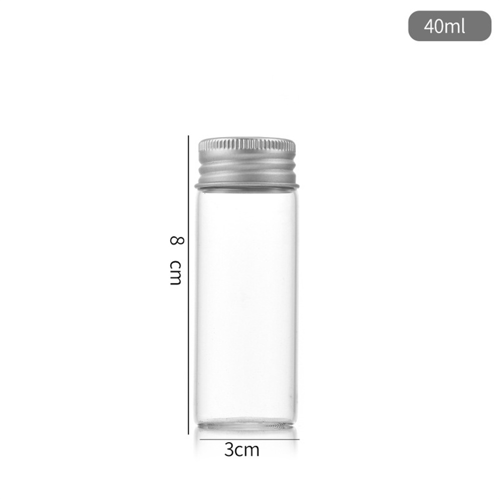 10/20/30/40/50ML Mini Cosmetics Packaging Bottle Glass Aluminium Cap Empty Sample Jars Capsule Medicine Storage Control Bottle