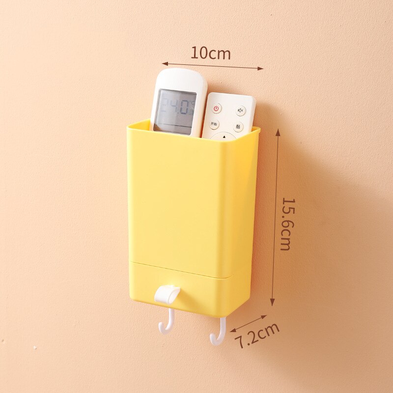 Wall Mount Bedside Organizer Storage Box Adhesive Bedside Shelf Accessories Pen Holder Stand Rack For Bedroom Bathroom Office: YELLOW