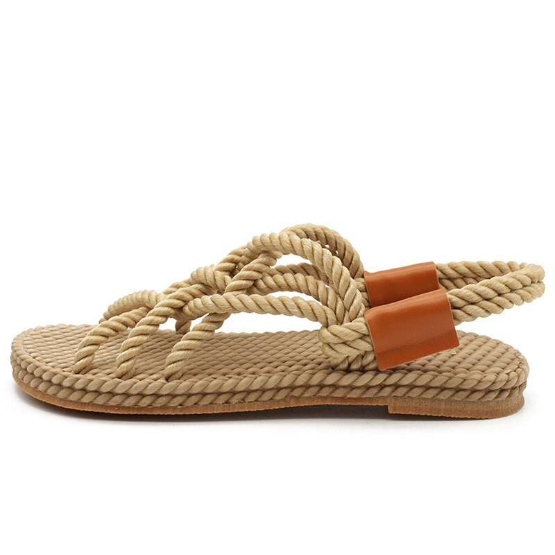 Woven Roman Summer Women Sandals Outdoor Ladies Shoes Flat Beach Slippers Seaside Shoes