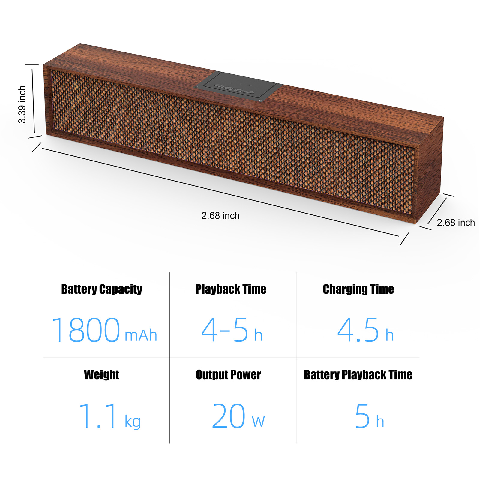 Newest 8080 Bluetooth Speaker Classic Wireless Speaker Stereo Bass Soundbox with TF/USB Slot AUX for Computer Gaming Laptop