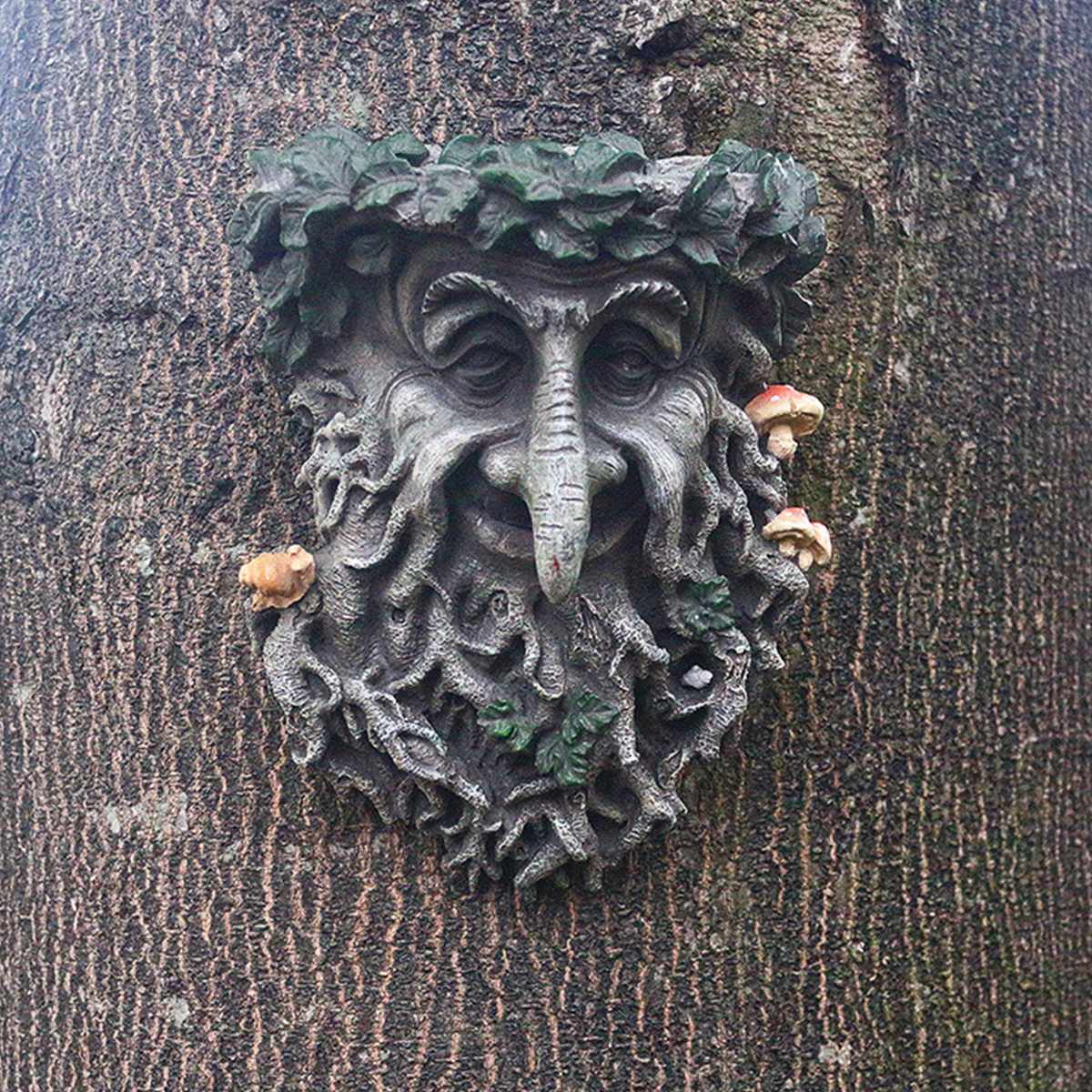 Udendørs dekoration harpiks statue træ vedhæng skulptur 5 stil til hjemmearbejde champignon mænd smilende ansigt haven dekoration: Type c