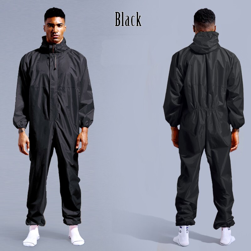 Waterdichte Overall Hoed Olie Slijtvaste Werk Veiligheid Kleding Regenjas Voor Sparying Schilderen Fabriek Kleren Totale Pak: Black / XXL-180