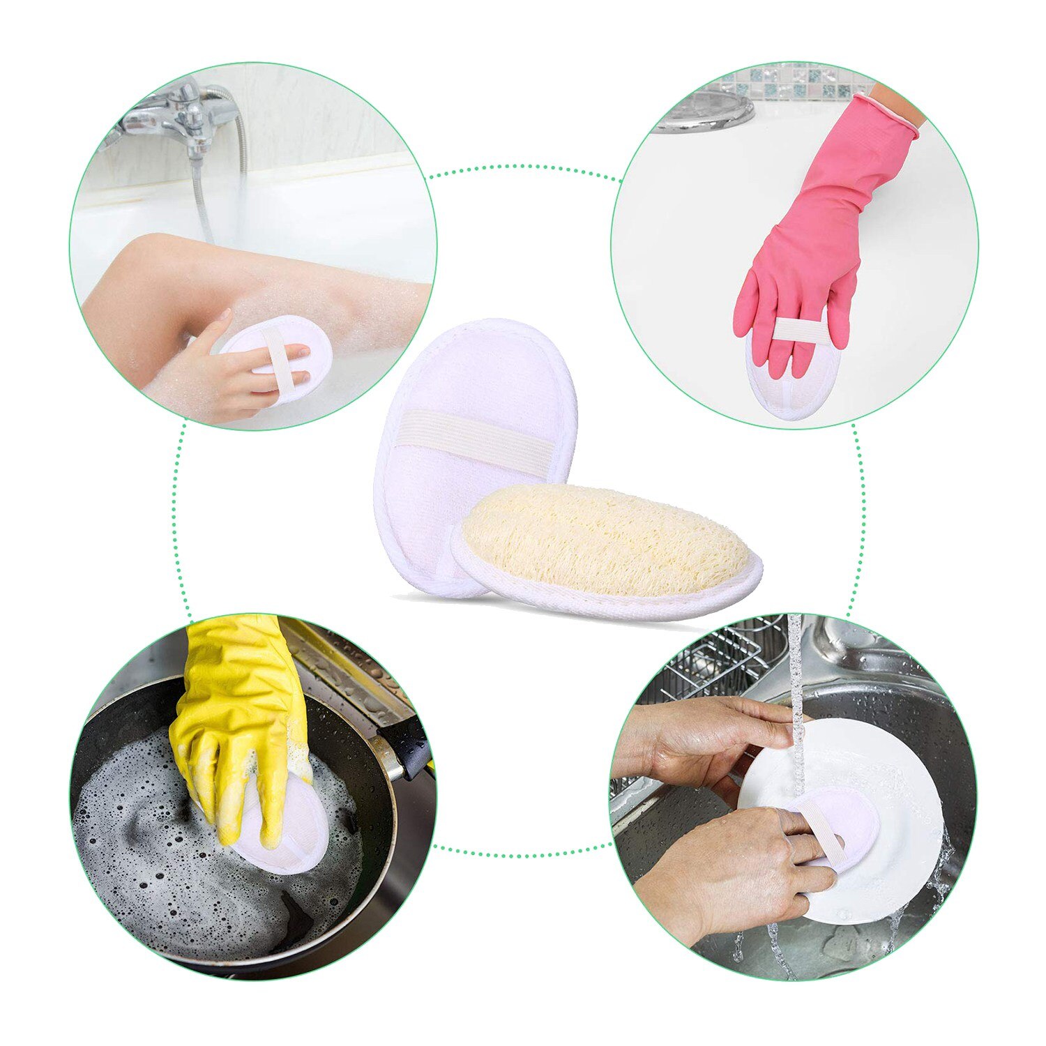 24 Pcs Exfoliating Loofah Pad Body Scrubber Bath Shower Loofah Sponge Pad Exfoliating Scrubber Brush Clean To Skin