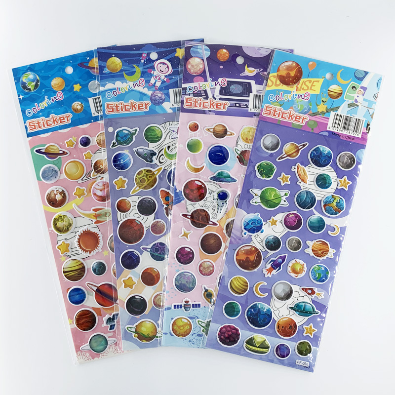 4 arkuszy/zestaw kosmiczna przestrzeń planeta wszechświat poznanie naklejki dzieci DIY 3D Bubble pianki naklejki do scrapbookingu dla dzieci chłopcy prezent: zgniły zielony