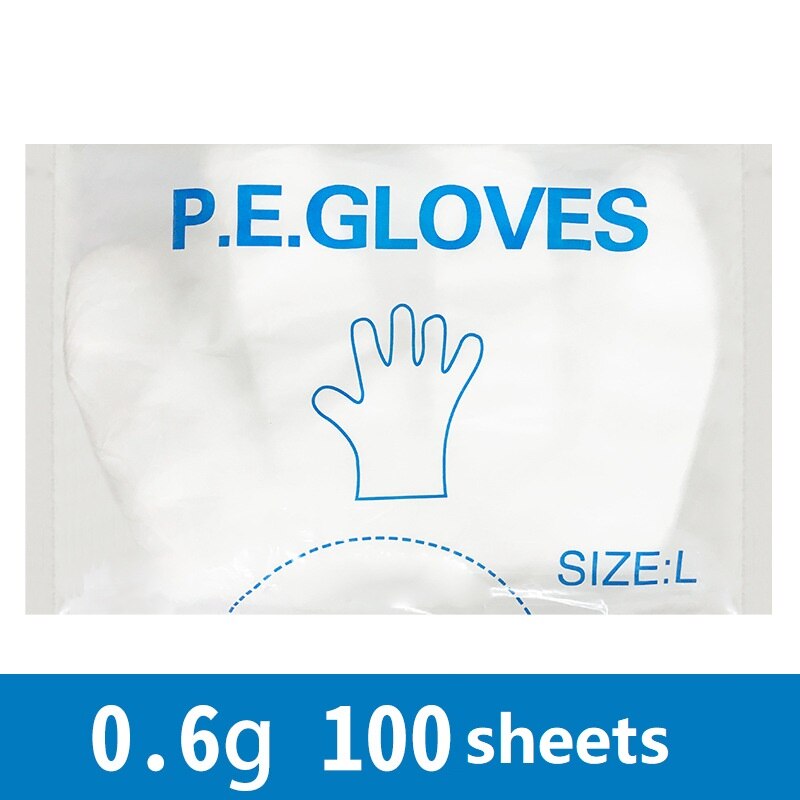 100 wegwerphandschoenen transparante plastic handschoenen barbecue kookhandschoenen eenmalige badkamerreiniging: Default Title
