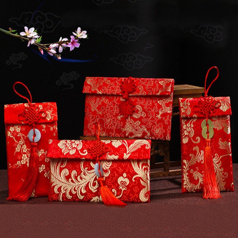 High-End Bruiloft Stof Rode Envelop Persoonlijkheid Brocade Rode Envelop Voor Bruiloft Verjaardag Jaar Rode Envelop V