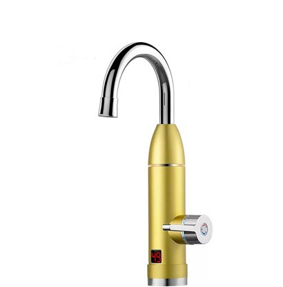 Electric kitchen instant heating faucet heater cold dual-use Tankless water quickly heating tap shower with LED display: Gold