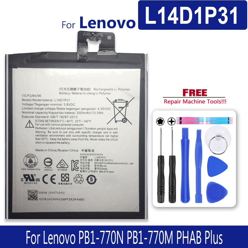3500 Mah L14D1P31 Batterij Voor Lenovo PB1-770N PB1-770M Phab Plus Supply Tracking Nummer