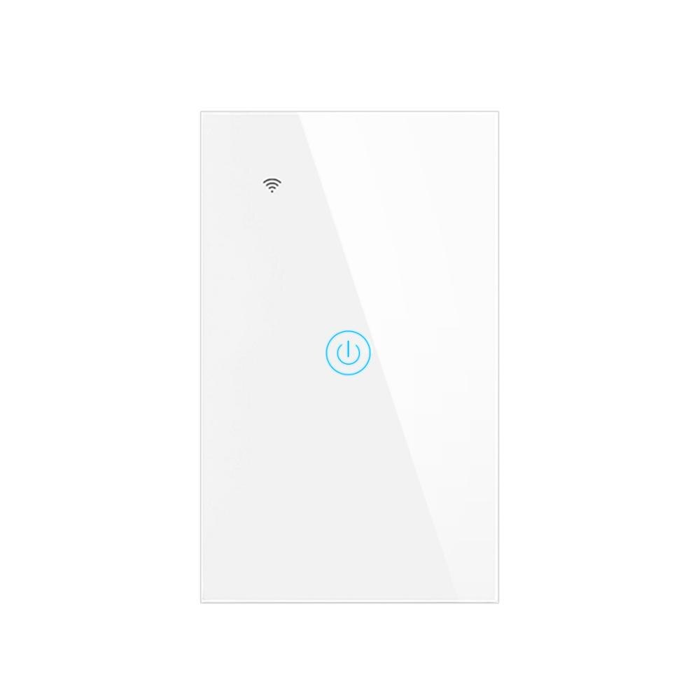 Apple HomeKit-interruptor inteligente de Sensor táctil LED, inalámbrico, WiFi, AC100V-240V, Blanco/NEGRO, 1 gang/2 gang Need Neutral Line, estándar de EE. UU.: 1 gang White