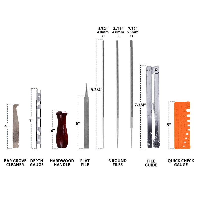 Set Of 10 Chainsaw Sharpening Kit Sharpener Tool Files Set With Storage Pouch