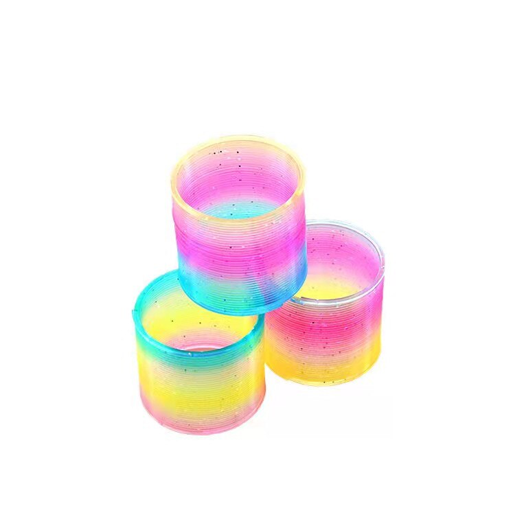 TOBEFU 1PC Rainbow Circle Funny Toys Early Development Educational Folding Plastic Spring Coil Children&#39;s Magical Toys: Sequins 1PC