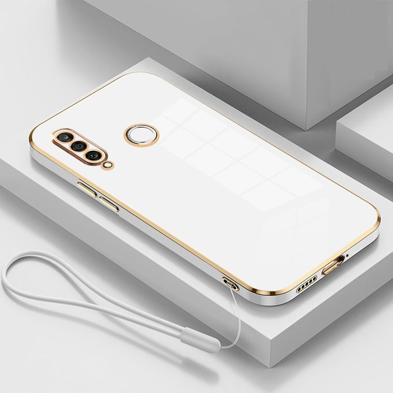 Para Huawei P30 lite funda Huawei P30 lite funda de teléfono MAR-LX1A MAR-LX3A MAR-LX2J funda de lujo chapada cuadrada cubierta trasera a prueba de golpes: Beige