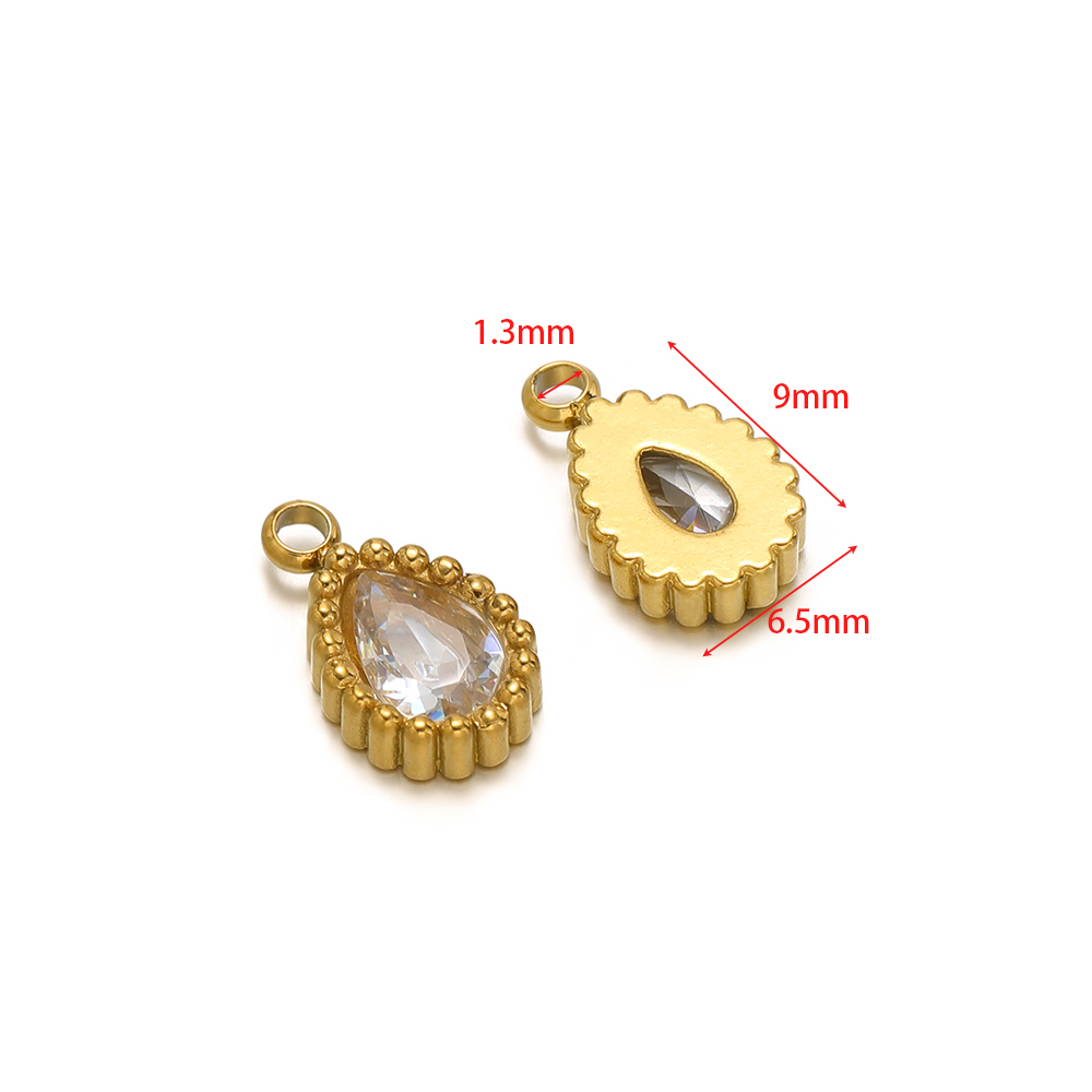 5 Stück Edelstahl Herz Glas Kristall Reize Gold Farbe Quadratische Anhänger für DIY Halskette Schmuckherstellung Armbänder Erkenntnisse: verrotten