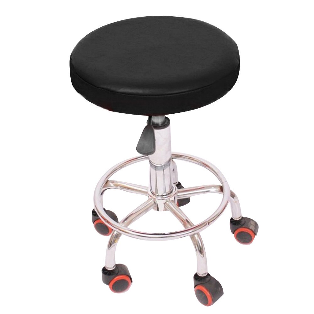 1 pièces couleur unie Stretch rond chaise couverture étanche maison tabouret de Bar siège housse housses hôtel décoration de la maison: Black