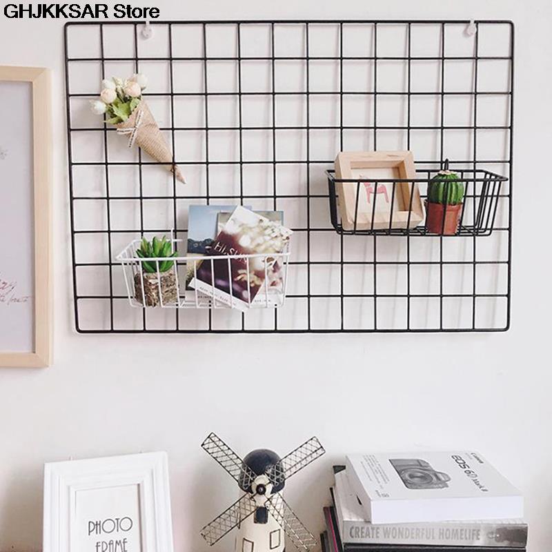 Modernt hem väggdekoration järn galler nordisk konst fotovisningsram fest metallhylla mesh vykort diy rack 40* cm  x 20cm