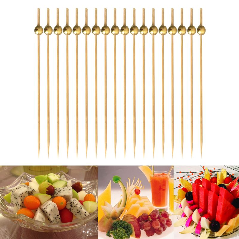 100Pcs Kralen Voedsel Picks Dessert Buffet Fruit Salade Vork Cake Muffin Party Groente Sticks Cocktail Tandenstokers Cake Teken