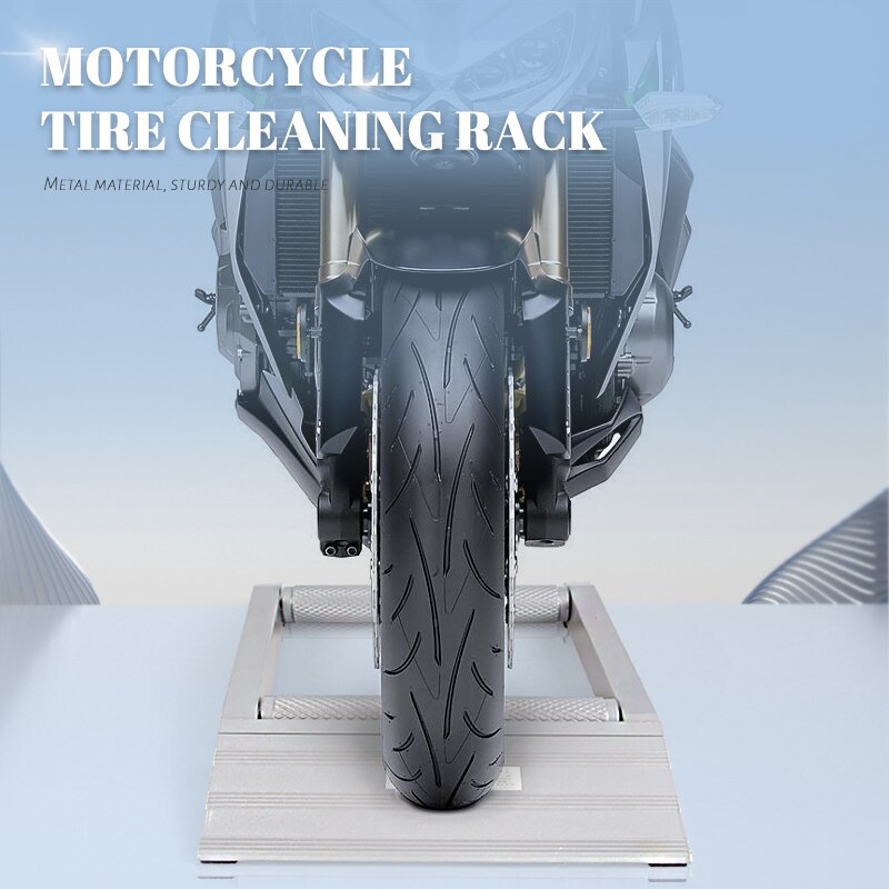 Motorrad Reifen Reinigung Stehen Auto Reifen Waschen Halterung Universal- Aluminium Tragbaren Motorrad Kette Sauber Langlebige Rolle Rampe Aufzug