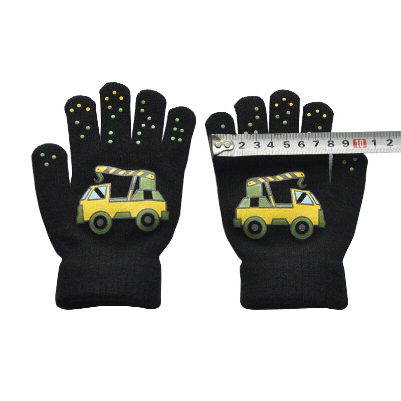 freundlicher Winter Warme Handschuhe für 6-12Jahre Jungen Und Mädchen Nette Bau Lkw aufbringen Kind Weiche Gestrickte Fäustlinge
