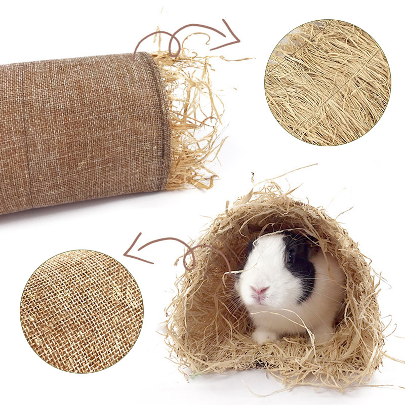 Tapis à mâcher en forme d'herbe de lapin et de Hamster, accessoire pliable en paille tissée pour Animal de compagnie, lit de maison, cochon d'inde