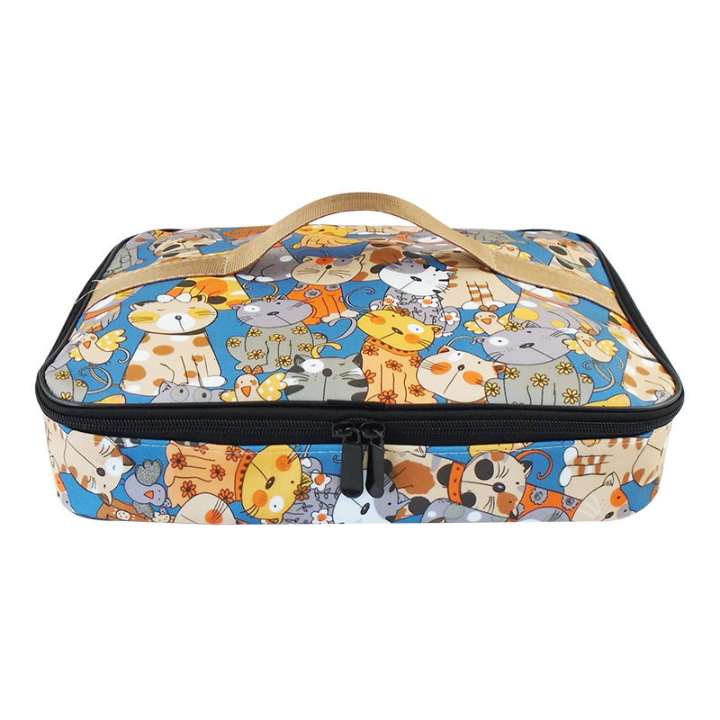 Płócienne torby na lunch dla dzieci przenośne funkcjonalne płótno w paski izolowane termiczne jedzenie piknik dla dzieci lodówka pudełko na drugie śniadanie torba Tote