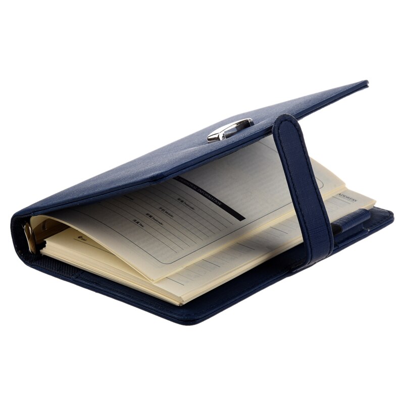 Pocket Organiser Planner Leather Filofax Diary Notebook Blue