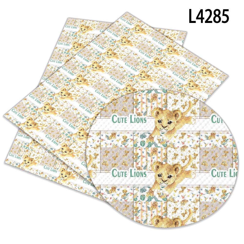 Feuilles de cuir synthétiques A4 22x30cm pour bricolage, imprimés de dessins animés d'animaux différents, fournitures de couture faites à la main, décor de vêtements: L4285