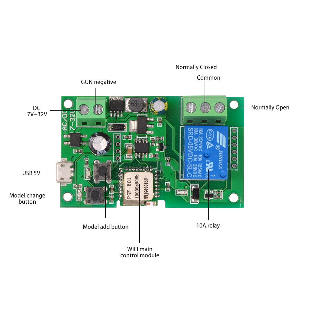 DC5V 12V 24V 32V Wifi Switch Wireless Relay Module Smart Home Automation for Access Control Systemr Inching/Self-Locking