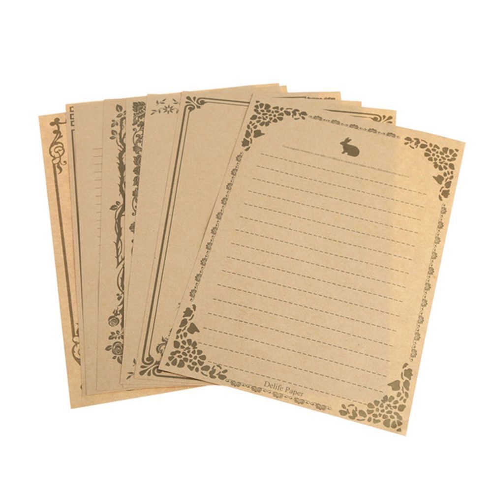 8Pcs/Set Note Writing Stationery Office Letter Pads Letter Papers School Supplies: brown