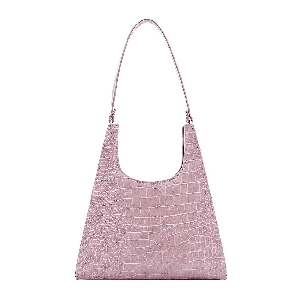 Frauen PU Leder Einfarbig Landstreicher Schulter Taschen Dame Reißverschluss Achselhöhle Schlinge Handtasche Licht Wilden Einfache Weibliche Täglich Tasche: LILA