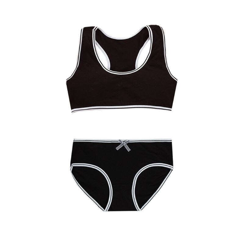 Teenager Young Girls Bra Teens Girl Underwear Puberty Student Training Bra Underwear Set: BK