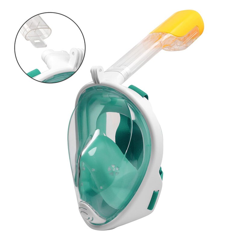 Swimming Snorkeling Mask Underwater for Diving Full Face Snorkel Anti Fog Anti-Leak Beach Sea Swim Pool Accessories Adult Child: Green / S/M