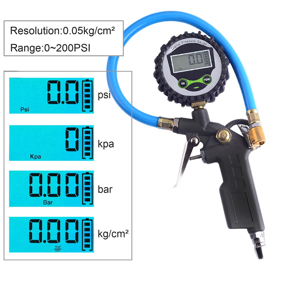 0-220 PSI Pressure Gauge Automobile Pressure Gauge Car Truck Air Tire Inflator with Gauge Dial Meter Tester Measuring Instrument