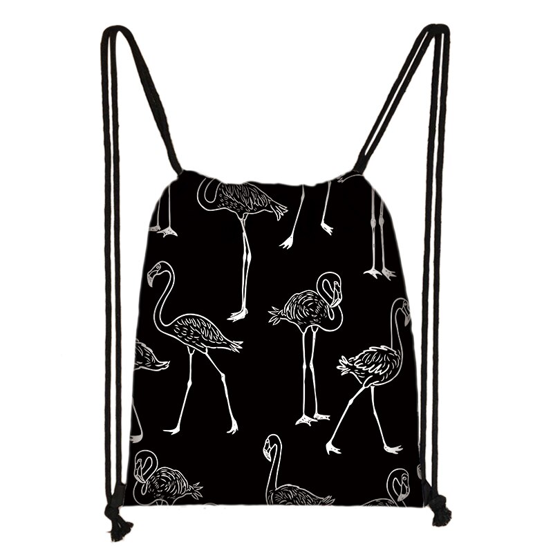 Cartoon Flamingo Print Drawstring Bag Women Travel Bag Teenager School Bag Brown Girl And Boy Backpack Storage Bags A952: skdafr63