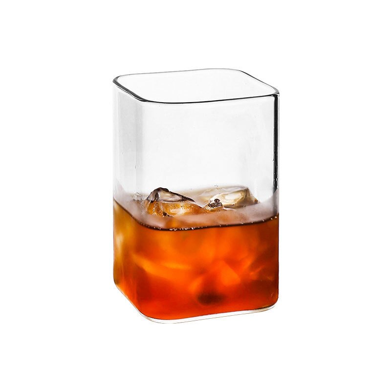 Juego de tazas cuadradas para compartir café, tazas de vidrio transparente para el hogar, café expreso, capuchino, Latte, americano: 260ml Coffee Cup
