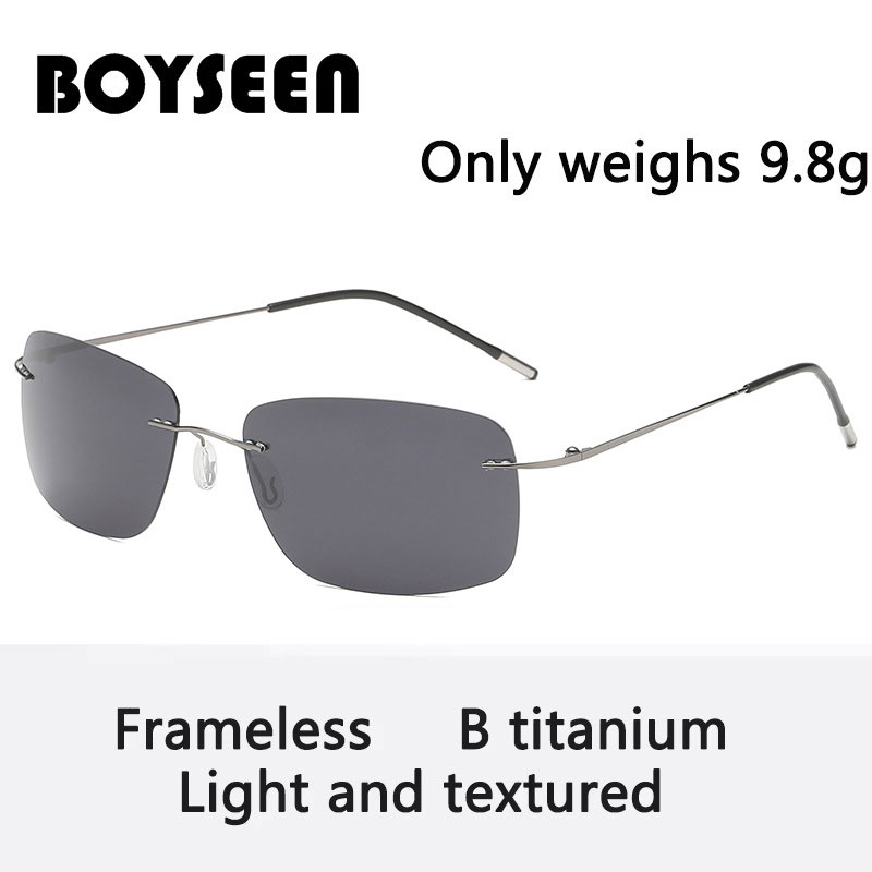 Rahmenlose polarisierte Sonnenbrille aus Titan für Fahrer, Nachtsichtbrille, zusammenklappbar, ultraleichte Titan-Sonnenbrille mit Farbfilm