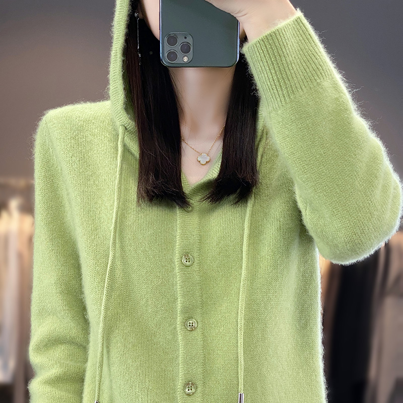 2025 novos cardigans de lã penteado camisola com capuz feminino manga longa malha outerwear senhora roupas de malha topos moda tendência casual