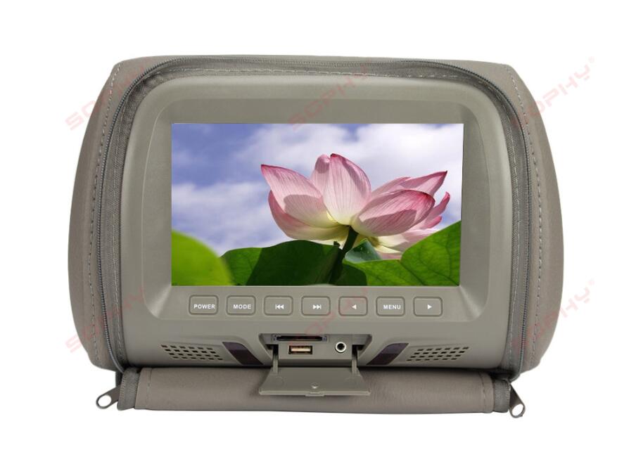 7 zoll Auto Kopfstütze Bildschirm Monitor mit Reißverschluss Abdeckung USB und SD Lesen Funktion Schwarz Grau Beige SH7048-P5-Postleitzahl: grau